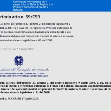ACCORDO FORMAZIONE SICUREZZA: IL TESTO DEL NUOVO ACCORDO STATO REGIONI
