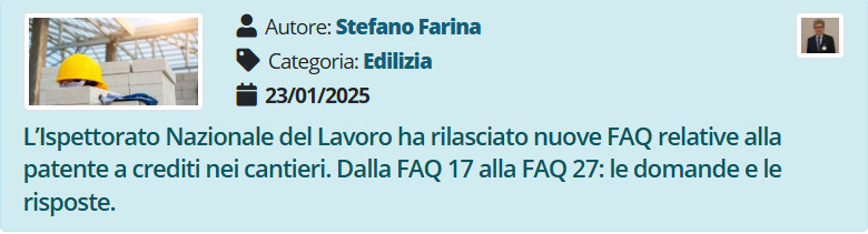 PUNTOSICURO: Dall’Ispettorato nazionale del lavoro le nuove FAQ sulla patente a crediti
