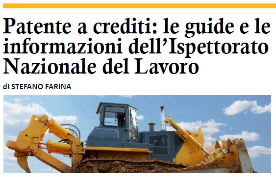 Articolo: Patente a crediti: le guide e le informazioni dell’Ispettorato Nazionale del Lavoro